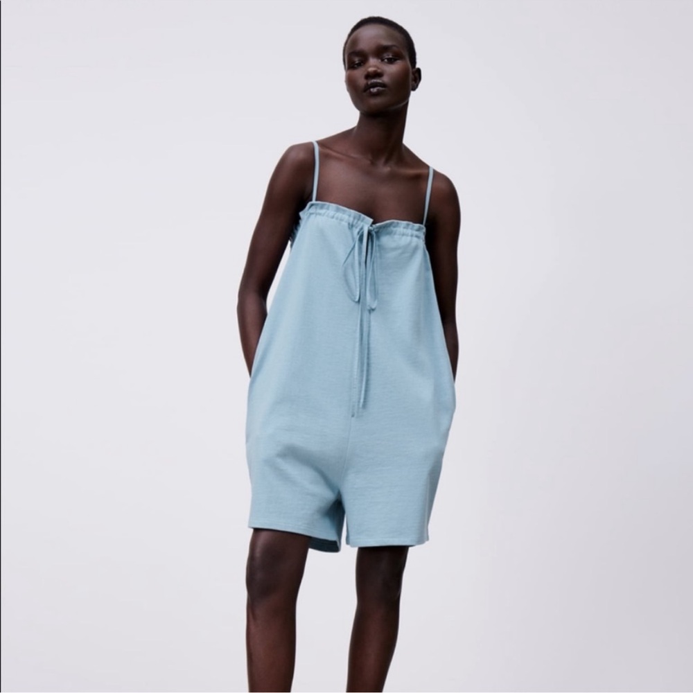 Zara Sky Blue Strappy Romper